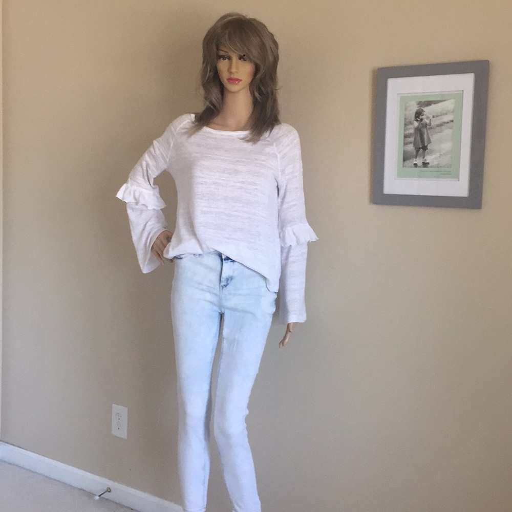 Lucky brand white top with bell sleeves